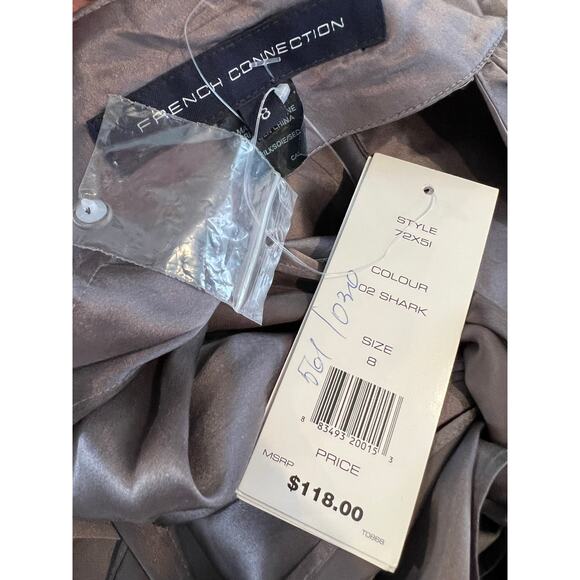 French Connection High Neck Silk Halter Top Shark Gray 8 - Picture 6 of 7